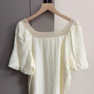 GK Cream Blouse with Textured Neckline